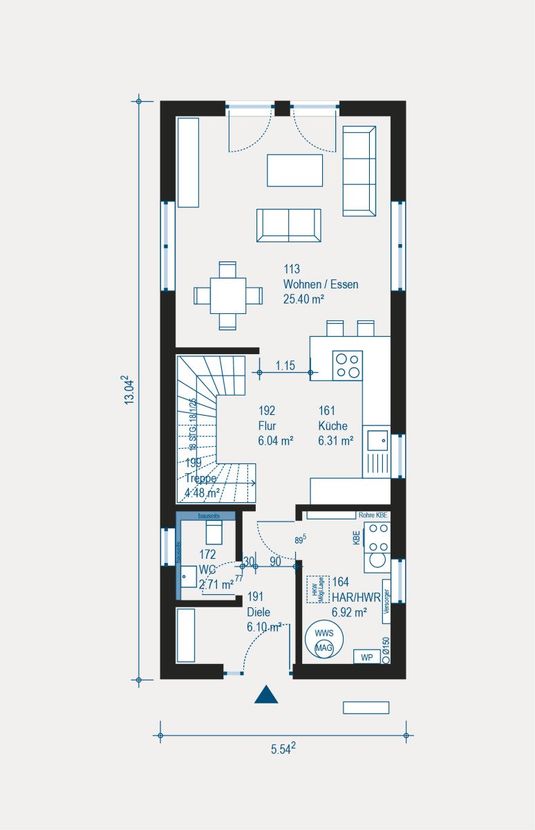 Modernes Stadthaus; nur 5,50 m breit ==> ideal für Nischengrundstücke...
